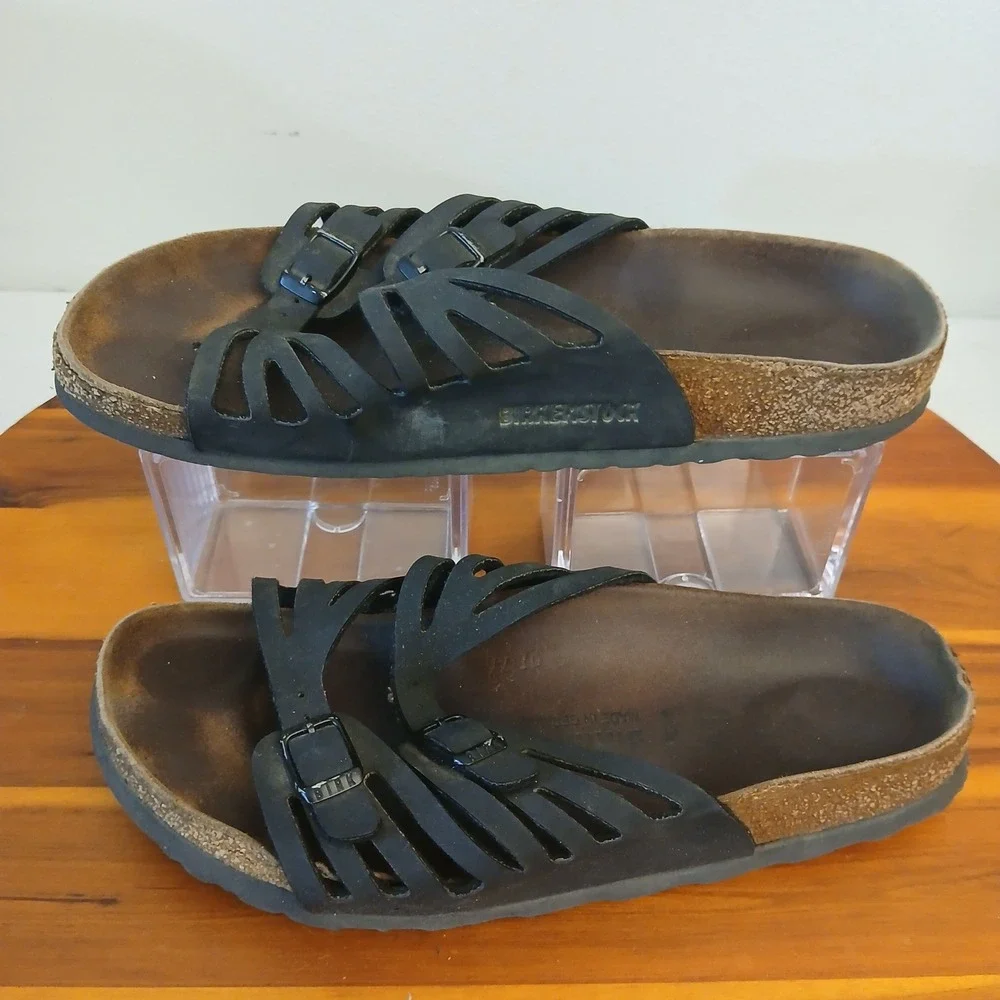 Birkenstock Granada Women 39 Black Sandals Slides Straps Cork Footbed